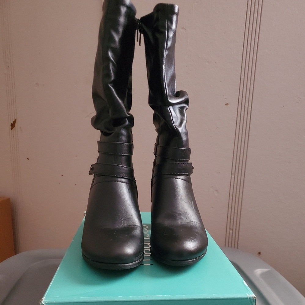 Mid calf heeled boots